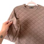 ZARA Quilted Light Crewneck Sweatshirt Brown Medium Photo 3