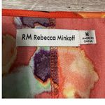 Rebecca Minkoff  Lace Trim Sleeveless V-Neck Blouse Medium Orange Floral Satin Photo 3