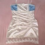 Half Heart white and blue gingham lace dress Size L Photo 0
