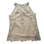 Adiva Sleeveless Lace Cream Halter Neck Top, Sz S Photo 8