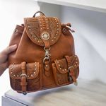 Western Embossed Faux Leather‎ Backpack Tan Photo 5