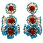 ZARA  BOHEMIAN RETRO ETHNIC STYLE TURQUOISE FLOWER EARRINGS NWT❗️ Photo 4