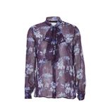 Jay Godfrey Blouse Women 0 Purple Floral Tie Neck Top Sheer Formal MSRP:$248 Photo 7