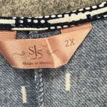 SJS Kimono Cardigan Womens 2XL Blue Geometric Open Front Relaxed Layering Flowy Size 2X Photo 9