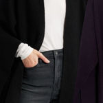 ALLSAINTS  Traveling Rib Knit Ruana Wool Blend Sweater Cardigan ONE SIZE PLUM Photo 0