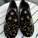 Sumaiya Merchant Women’s Black Velvet & Suede Beaded Celestial Loafers Size 37 Photo 0