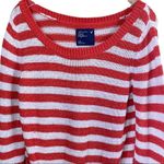 American Eagle  Orange Striped Crew Neck Sweater Photo 1