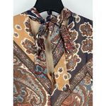 Meghan LA Meghan Los Angeles Dress‎ Brown Floral Paisley Long Sleeve Mini V-Neck Size S Photo 3
