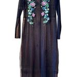 ZARA S mesh sheer dress topper embroidered double side slit beach cover up Maxi Photo 0