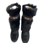 Cristina Italian Leather Faux Fur Winter Boots NWOT Sz 38/7.5 Dog Sled Trim VTG Black Photo 0