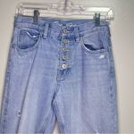 We The Free  Distressed High Rise Light Wash Button Fly Jeans Straight Raw Hem 24 Photo 7