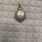 Vintage Gold & Silver Tone Round Photo Locket Pendant Floral Etched Double Frame Photo 1