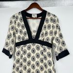 Milly  100% silk cream & black trim starburst 3/4 sleeve dress elegant size 2 Photo 11