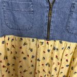 Denim and Yellow Floral Maxi Dress​ Blue Size M Photo 2