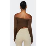 Forever 21 Unique Asymmetrical Off The Shoulder Top Brown Size Large Photo 3