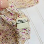 Sim & Sam Puff Sleeve Smocked Crop Top Beige Pink Tiny Flowers Sz Medium Photo 3