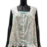 MoonDance Floral Lace Trim Sleeveless Top‎ 1X Cottagecore Y2K Sleepwear Blue Size XL Photo 0