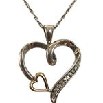 925 Sterling Silver & 10K Gold Diamond Accent Heart Pendant Necklace Jewelry Photo 0