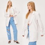 Nasty Gal NWT Tie Sleeve Oversized Blazer in Cream Size 2 Photo 1