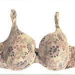 Cacique Lined T Shirt Bra Sz 40DD Underwire Padded Floral Printed Blue Plum Photo 0