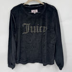 Juicy Couture  Size M Velour Black Rhinestone Spell Sleep‎ Shirt Long Sleeve Photo 0