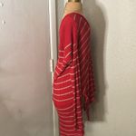 Free People  Waffle Knit High Low Oversized S Red/Beige Nautical Cherry Girl Boho Photo 2