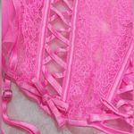 Victoria's Secret Victoria secret wicked lace up corset top w/garters SIZE small baby pink Photo 3