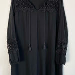 EXPRESS  Crochet Lace Inset Mini Dress Tunic Cover Up Medium Black Boho Bohemian Photo 0