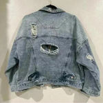 Women’s Blue B Collection Distressed Jean Jacket Size Large Photo 7