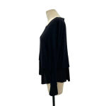 Generation Love Knit Pleated Hem Layered Long Sleeve Sweater Top Black Medium Photo 3