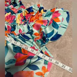 BIBI Sleeveless Blouse Size Small Floral Flowy Ruffles Top Spring Summer Blue Photo 2