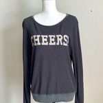 Wildfox  | Gray CHEERS! Waffle Knit Graphic Top Sz M Photo 0