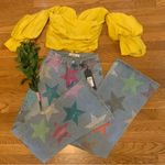 Lulumari LulúMari Off the shoulder puff sleeve mustard yellow top size L Photo 2