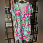 Lilly Pulitzer  Etta VNeck Dress aline short sleeve colorful Raise The Bar pompom Photo 6