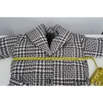 Badgley Mischka  Houndstooth Puffer Coat Jacket Women's M/M Black White Belted Photo 3