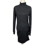 Athleta Malaga Dress Long Sleeve Ruched Sides Heathered Gray Black Womens S Photo 1