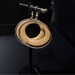 Vintage lucite cream/gold double hoop earrings Gold Photo 2