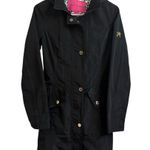 Betsey Johnson  Women's Size XS Black Hooded Long Rain Coat Jacket Gold Hardware Photo 0