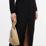 Anushka NANUSHKA Dana Black Cotton Tweed Knit Midi Dress Sweetheart Neck Size S Photo 0