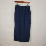 Click Color Me Cotton Linen Wrap Skirt S Navy Blue Pockets Lagenlook Straight Photo 1