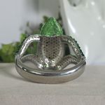 Silver Statement Bracelet Green Cubic Zirconia Frog Clamper Hinge Photo 4