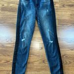 EXPRESS Super Cool High Rise Ankle Legging With Faux Leather Side Stripe! Photo 0