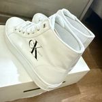 Calvin Klein  Bailee White Canvas Sneaker Wedge High Platform Womens Size 10 Photo 5