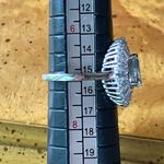 Natural Aquamarine Moissanite Sterling Silver Ring Size 7 Blue Photo 7