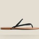 J.Crew  BLACK LEATHER BRAIDED CAPRI FLIP FLOP THONG SLIDE SANDAL SIZE 12 Photo 1