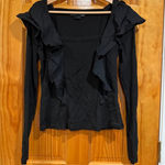 Veronica Beard  Jeans Pima Cotton Ruffle Long Sleeve Top Black Women’s Small Photo 0