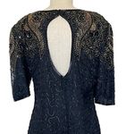 Vintage Black Gold Beaded Open Back Dress Size 6 Photo 1