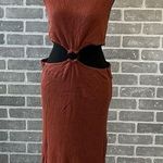 ASOS  • Rust • Knit Midi • Leg Slit • Cut Out Ring Dress • Womens Size 14 Photo 0