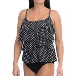 MiracleSuit  Ruffle Black and White Polka Dot Tankini Swimsuit Size 8 Photo 2