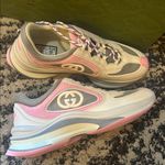 Gucci  Leather Upper Run Sneaker Grey Pink Off White Photo 2